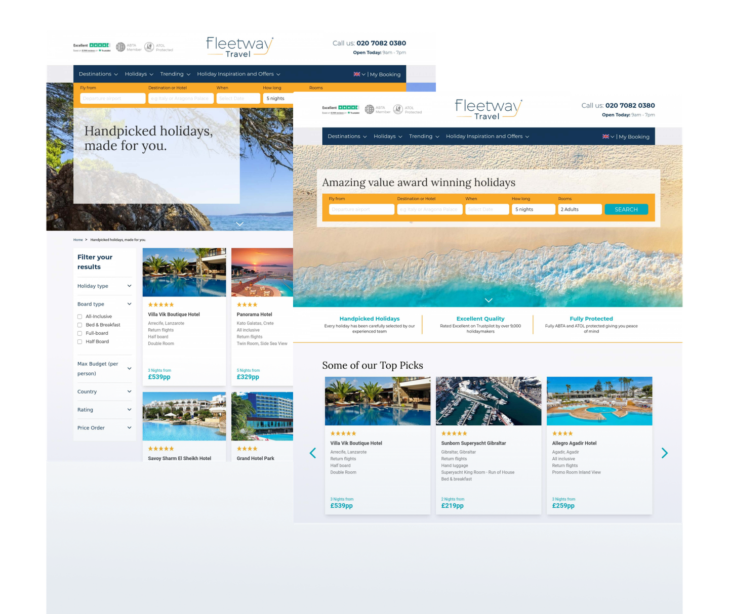 Fleetway travel project screens